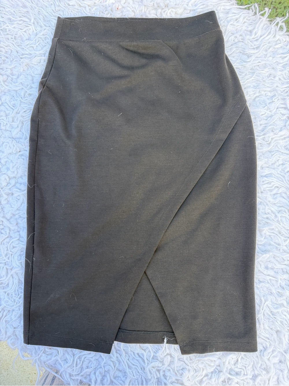 Black Wrap Front Pencil Skirt